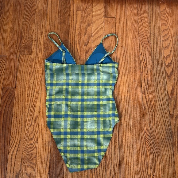 Andie The Lanikai One Piece Swimsuit green blue plaid size S NWT - Picture 3 of 8